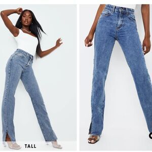 PrettyLittleThings Tall VintageWash Split Hem Jeans  SZ 10 NWT IN PACKAGING‎